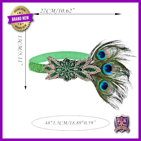 Vintage Feather Flapper Headband Rhinestone Gatsby 1920s Party Hair Accessory main image 6